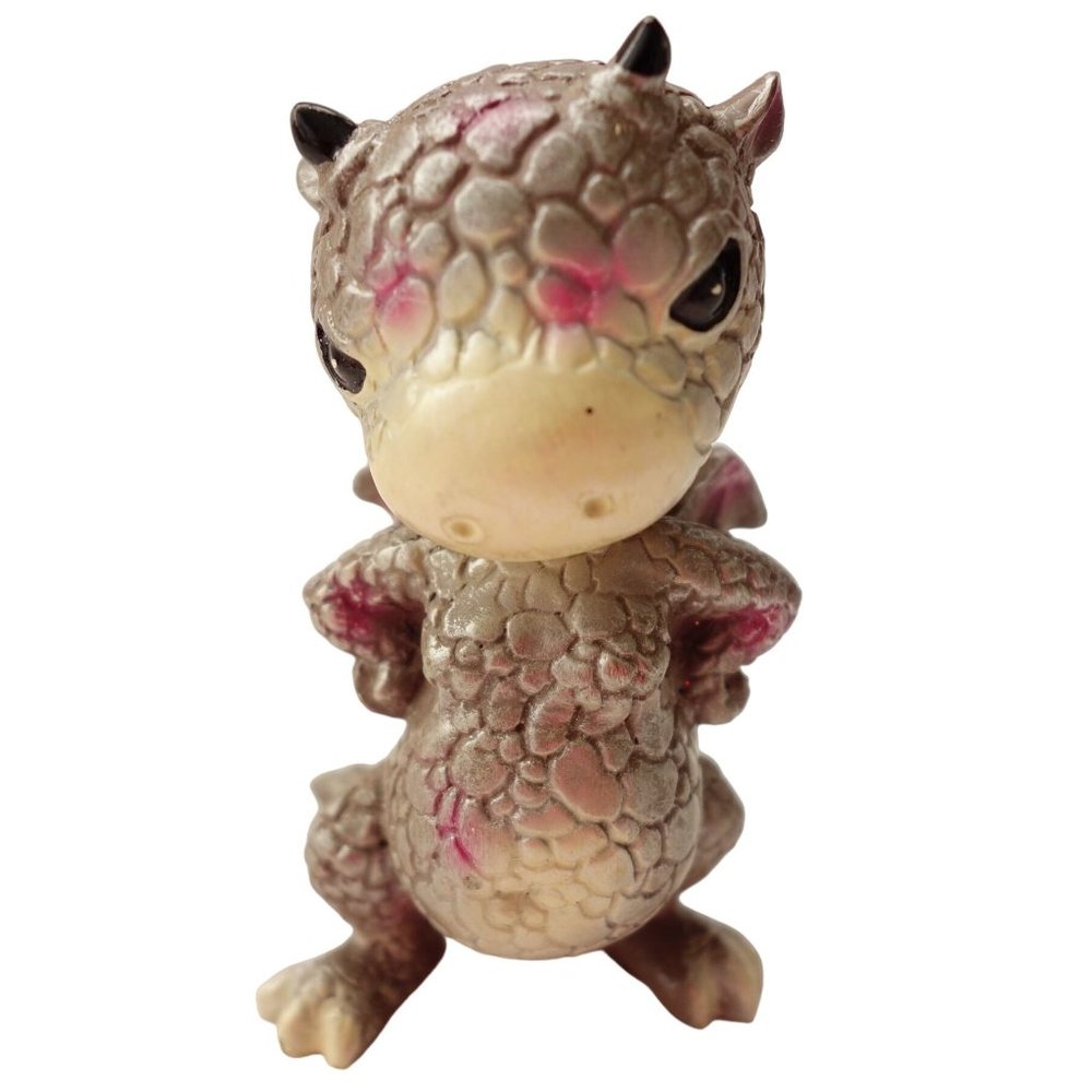 Surly Baby Wyrmling Dragon Figure with Attitude Gray Hand Painted Resin